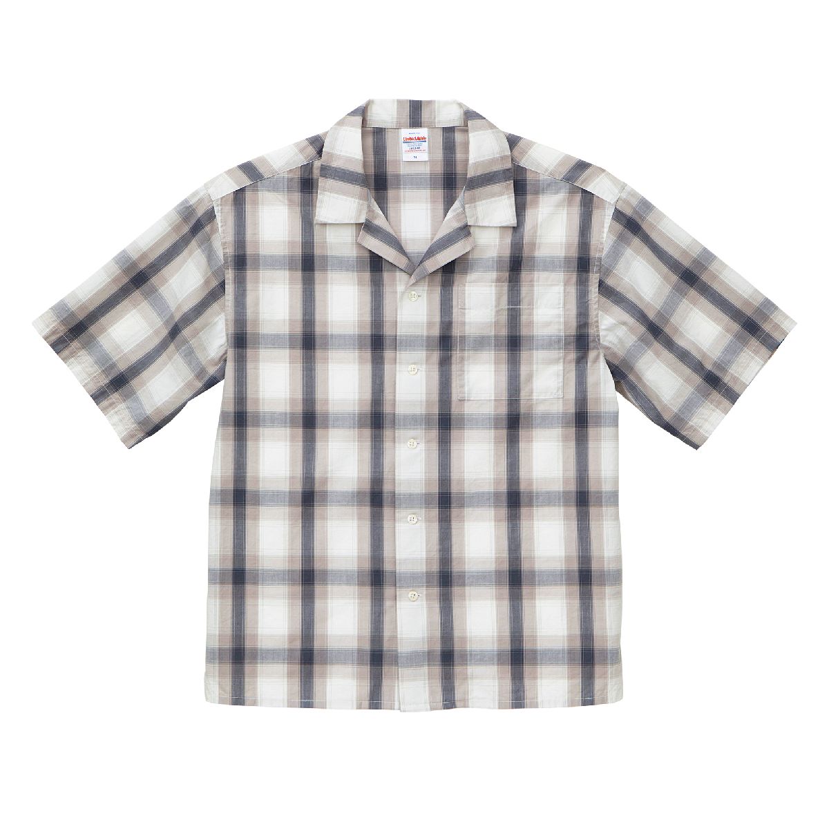 1693-01 Comfortable Cotton Open Collar Short Sleeve Shirt 3 United Athle 1693-01 White/Gray 1008 Size:XL