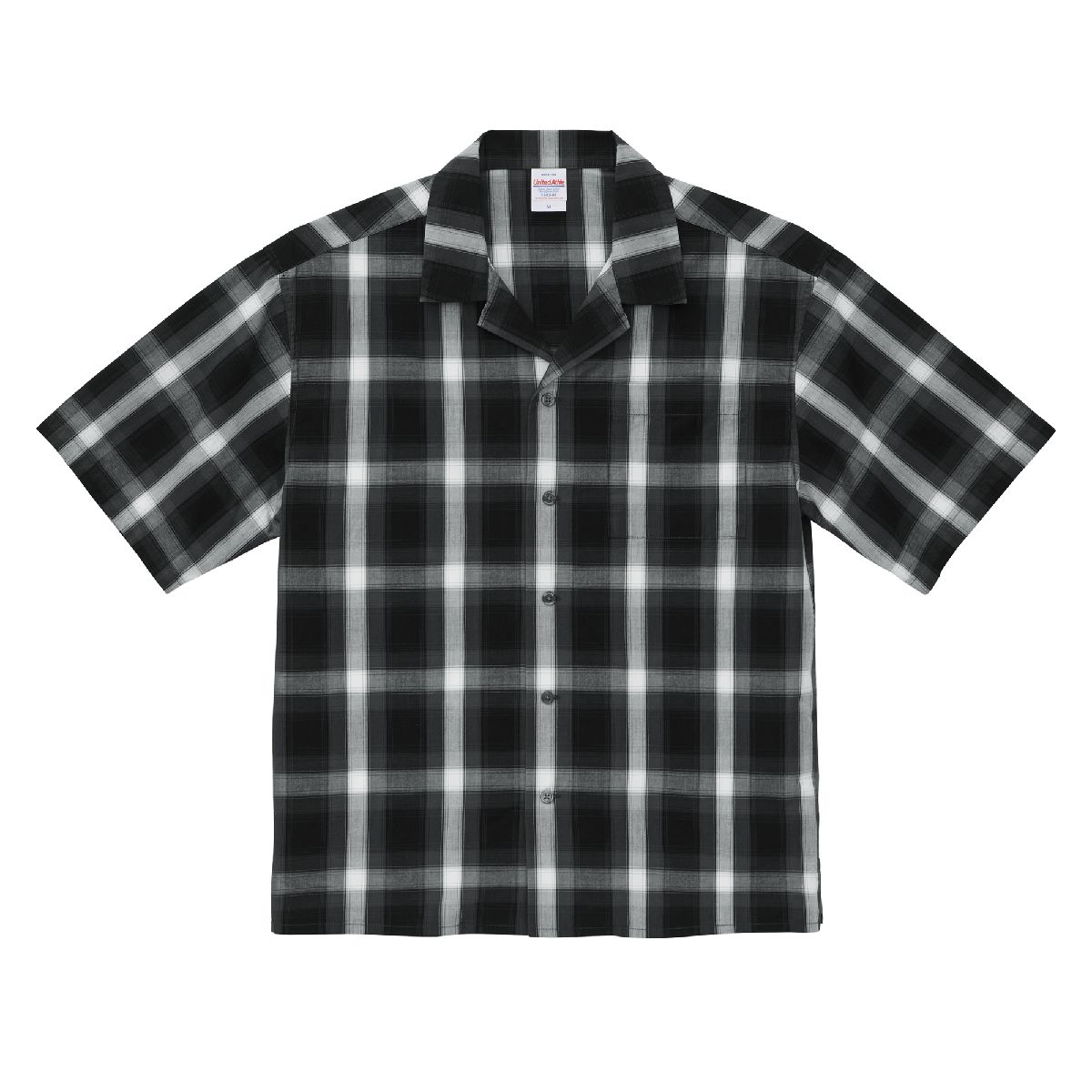 1693-01 Comfortable Cotton Open Collar Short Sleeve Shirt 2 United Athle 1693-01 Black/White 2001 Size:XL