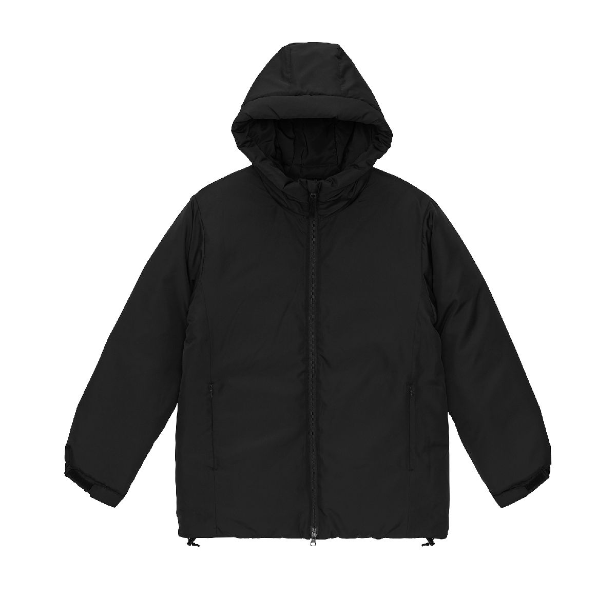 7463 Insulated FullZip Parka: Lightweight Taffeta Padded Hooded Jacket 2 United Athle 7463-01 Black 0002 Size:XL