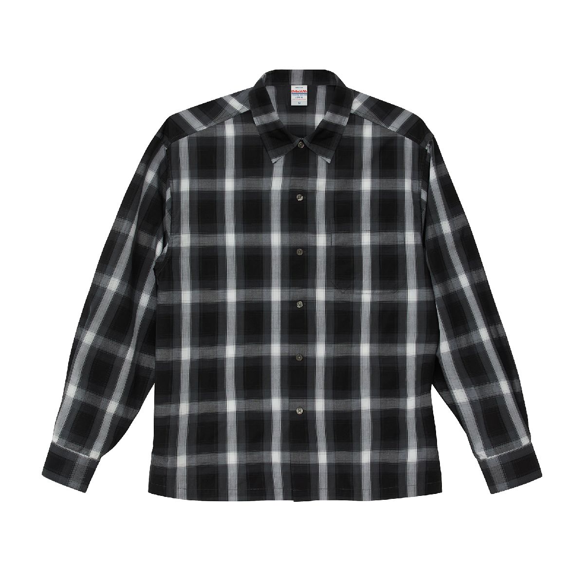 1694-01 開領棉質長袖格仔襯衫 2 United Athle 1694-01 Black/White 2001 Size:XL